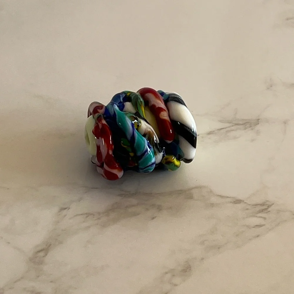 Inspiration Bead, Intention Bead, Handmade Melted Glass Prayer Bead Multicolored - Picture 6 of 8